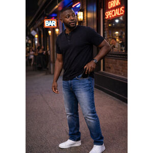 Guess Size 36x30 Lincoln Slim Straight Jeans Medium Wash Stretch Denim